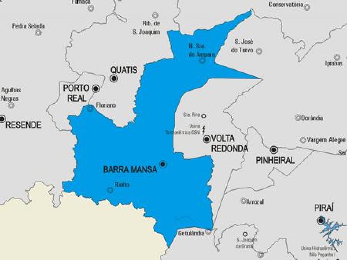 Mapa miejscowości Barra Mansa
