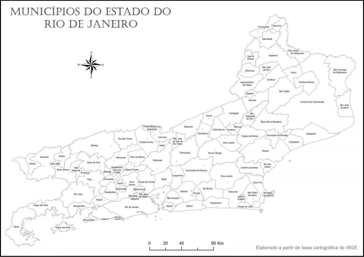 Mapa Rio de Janeiro czarny i biały