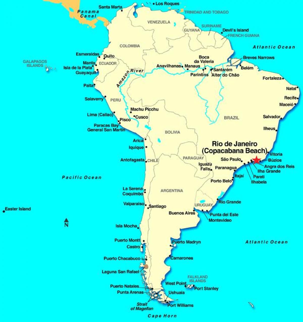 Mapa Rio de Janeiro w Ameryce Południowej
