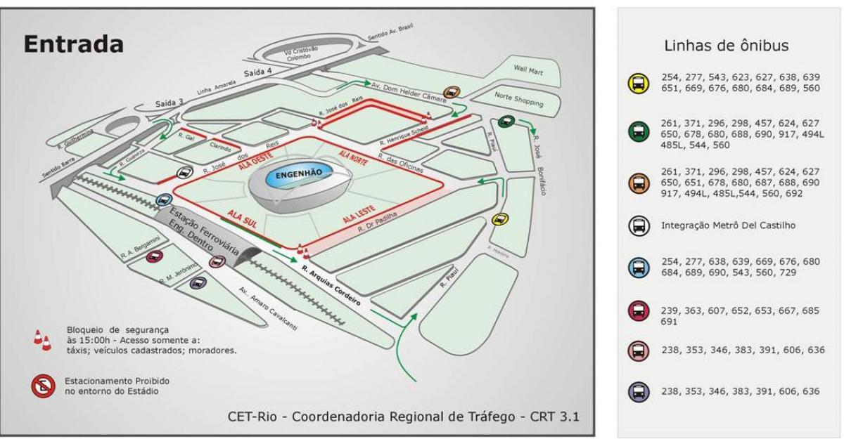 Mapę stadionu João авеланжа w энженьяне transportu