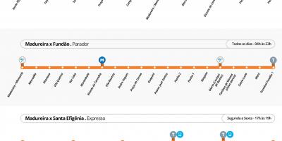 Mapa PTT TransCarioca - stacji
