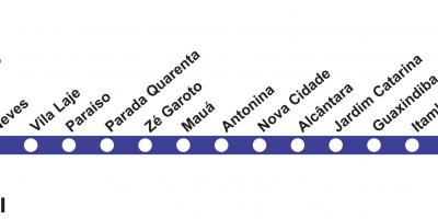 Mapa metra w Rio de Janeiro - linia 3 (niebieska)