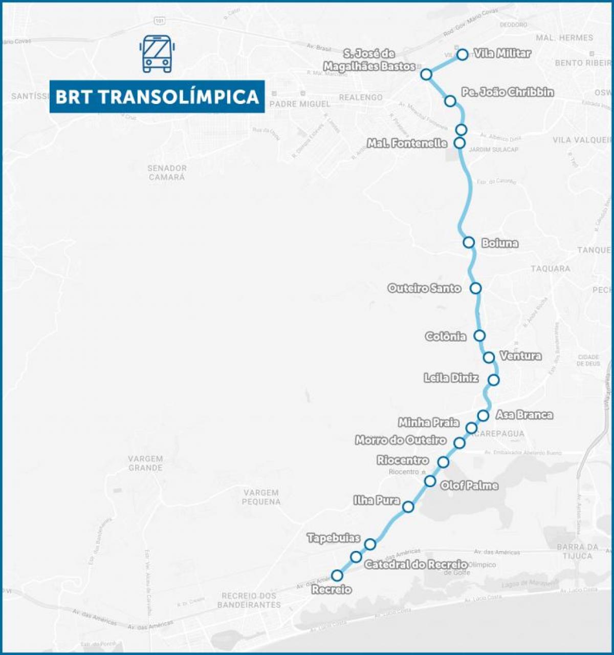 Mapa PTT TransOlimpica