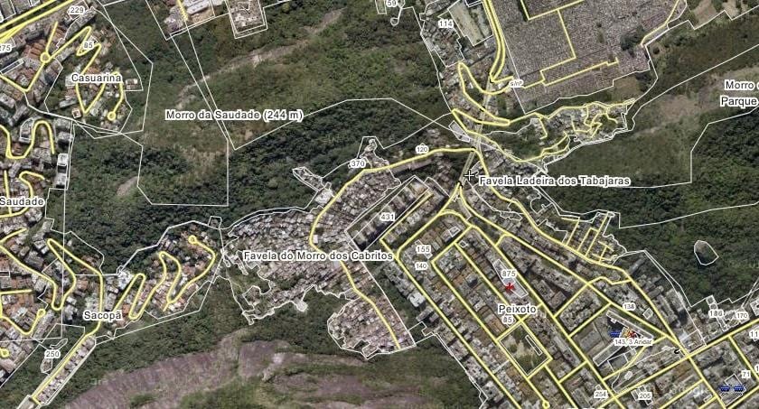 Mapa favela Ладейра dos Tabajaras