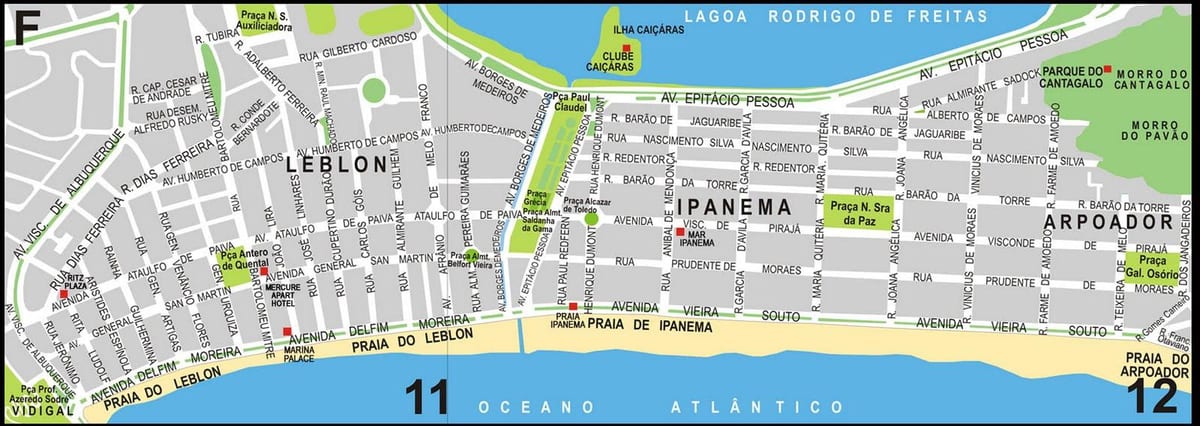 Mapa plaży Ipanema