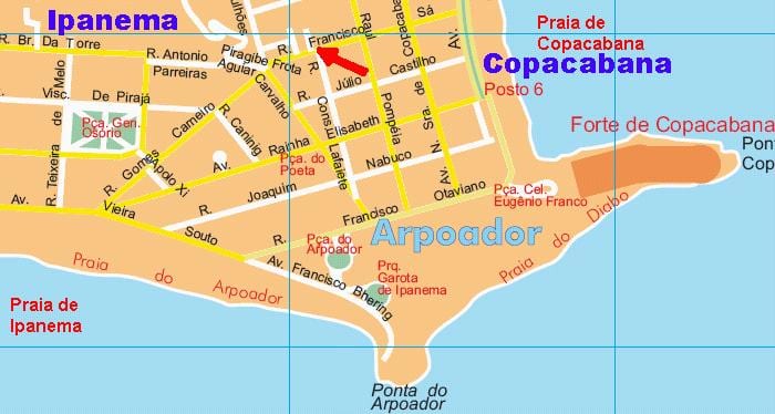 Mapa plaży Arpoador
