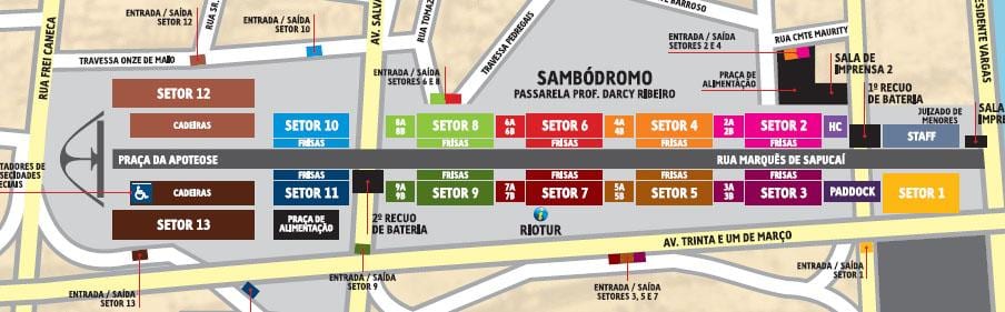 Mapa Sambódromo Da Marquês De Sapucaí