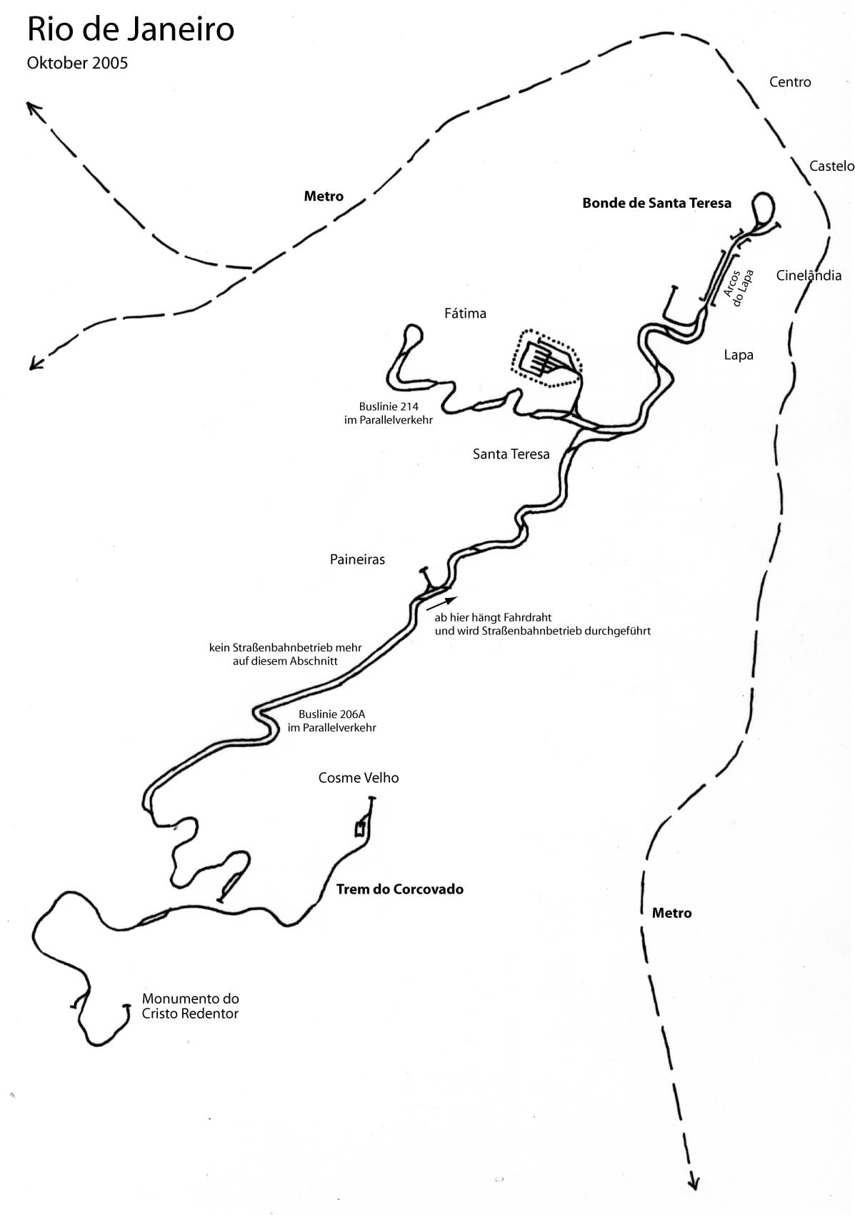Mapa tramwaj "Santa Teresa"