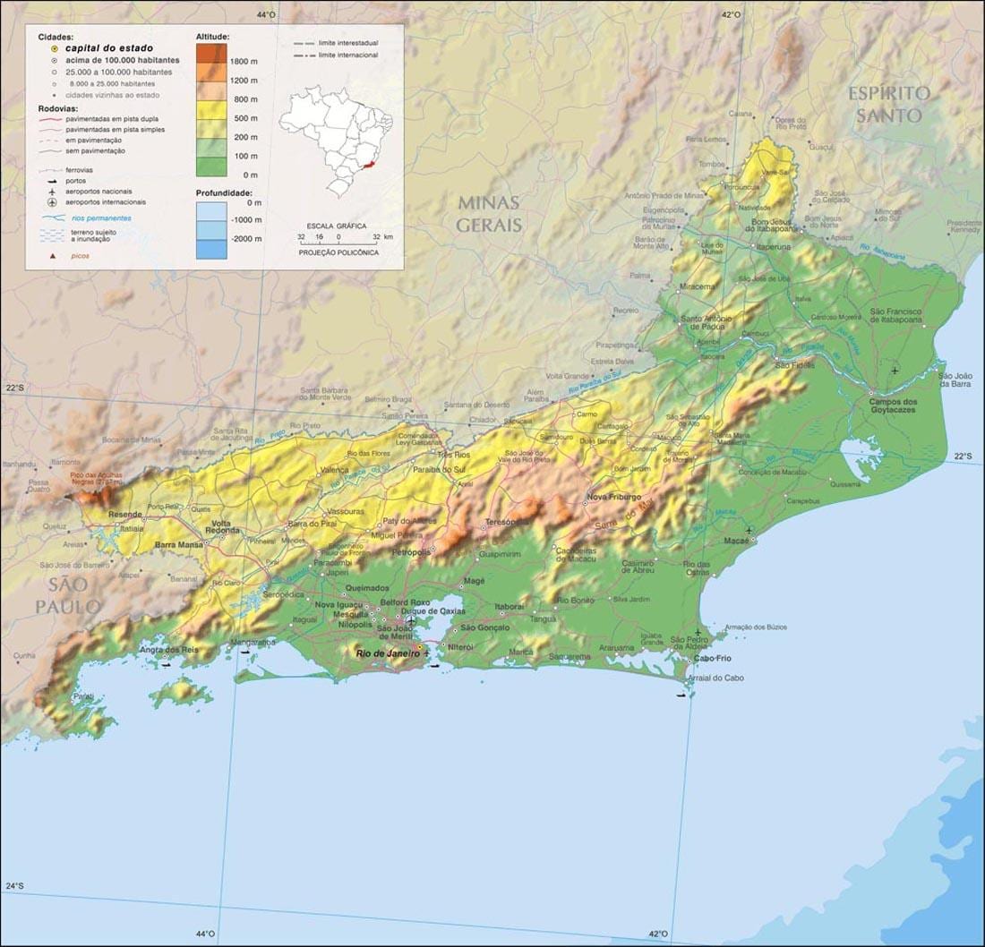 Mapa wysokości Rio de Janeiro