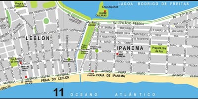 Mapa plaży Ipanema