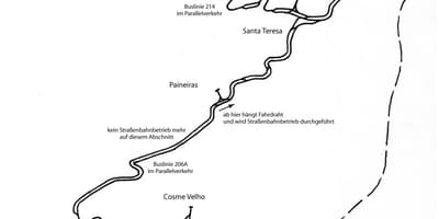 Mapa tramwaj "Santa Teresa" - linia 2